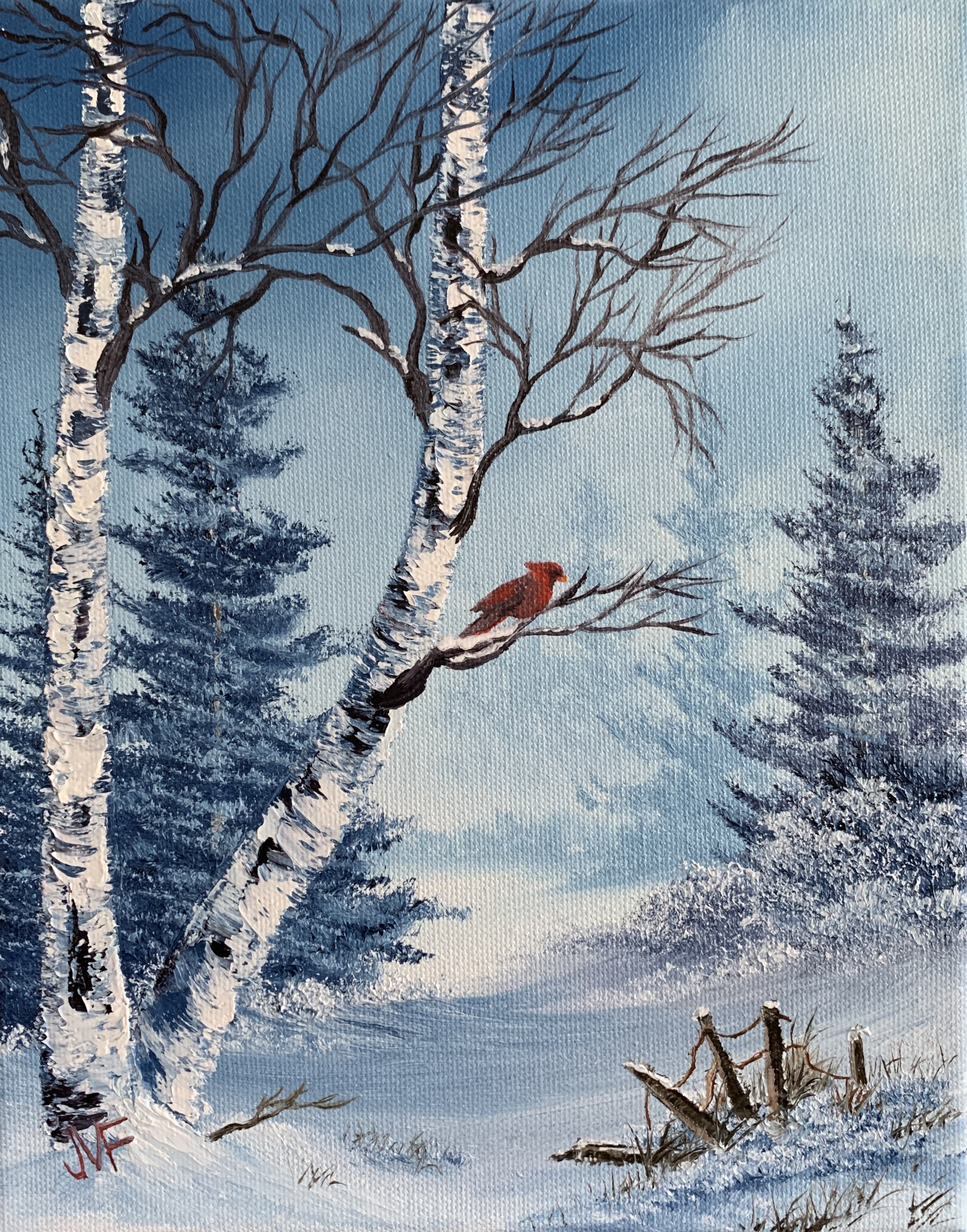 Winter Birch Tree - Bob Ross Painting